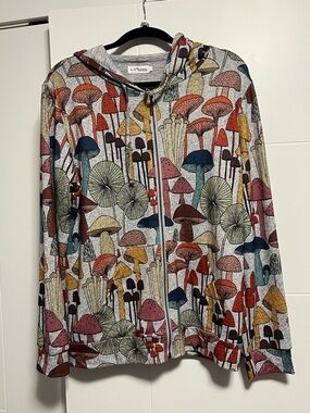 NWT La Soul Colourful Mushroom-Print Zip Hoodie